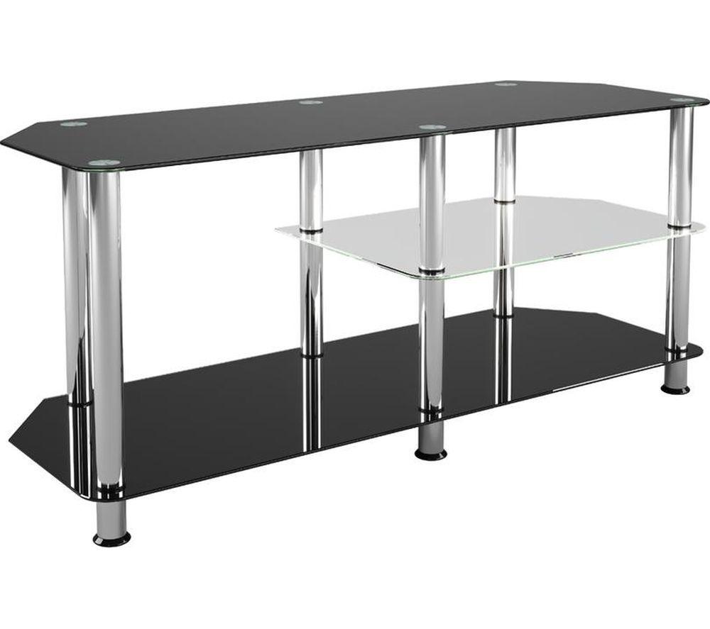 AVF Classic Glass Gaming SDC1140-5 1140 mm TV Stand for up to 55" TVs - Black & Chrome, Black,Silver/Grey