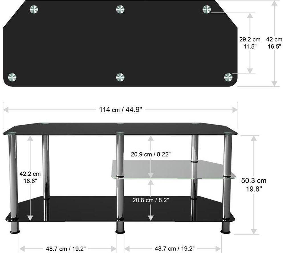 AVF Classic Glass Gaming SDC1140-5 1140 mm TV Stand for up to 55" TVs - Black & Chrome image number 4 of 9
