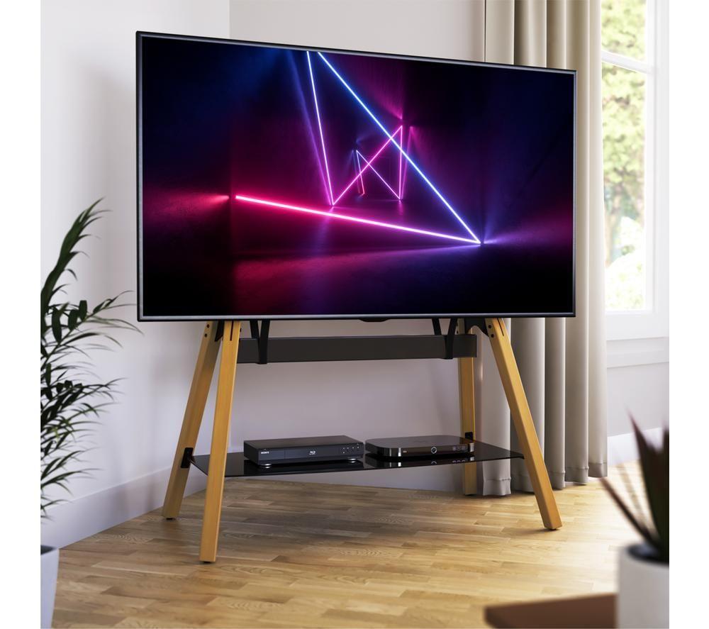 AVF Hoxton Quad FSL1120HOQLWB 1120 mm TV Stand with Bracket for 32-86" TVs - Light Wood & Black image number 7 of 7