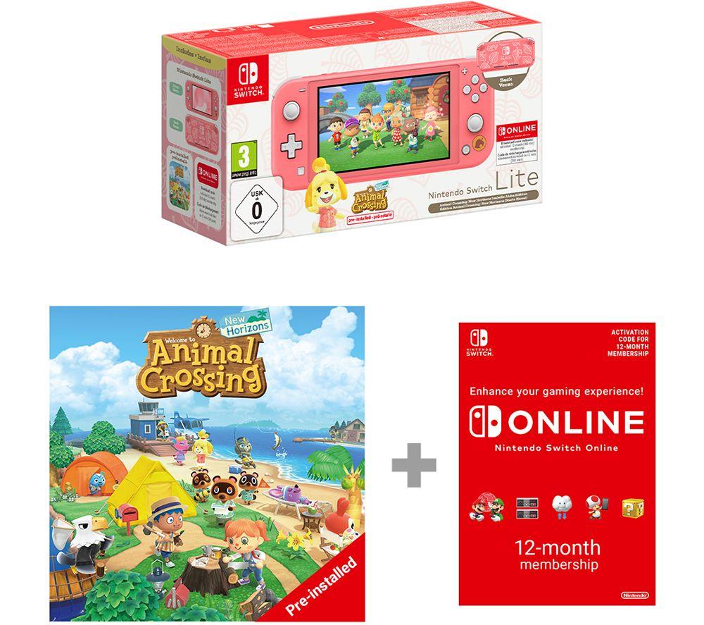 NINTENDO Switch Lite: Isabelle Alhoa Edition with Animal Crossing: New Horizons installed & Nintendo Switch Online 12 Month Membership