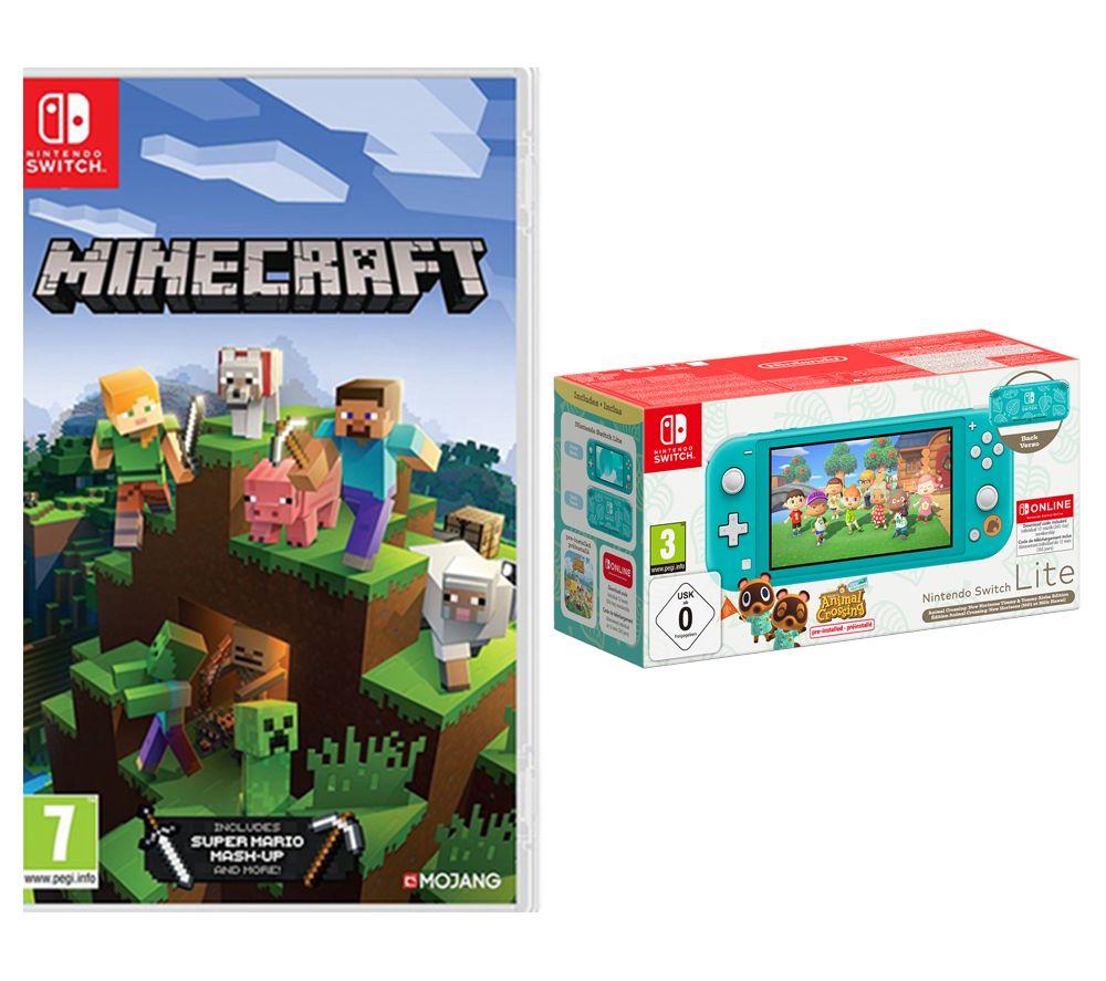 Nintendo Switch Lite: Isabelle Alhoa Edition with Animal Crossing: New Horizons installed, Minecraft & Nintendo Switch Online 12 Month Membership Bundle, Pink