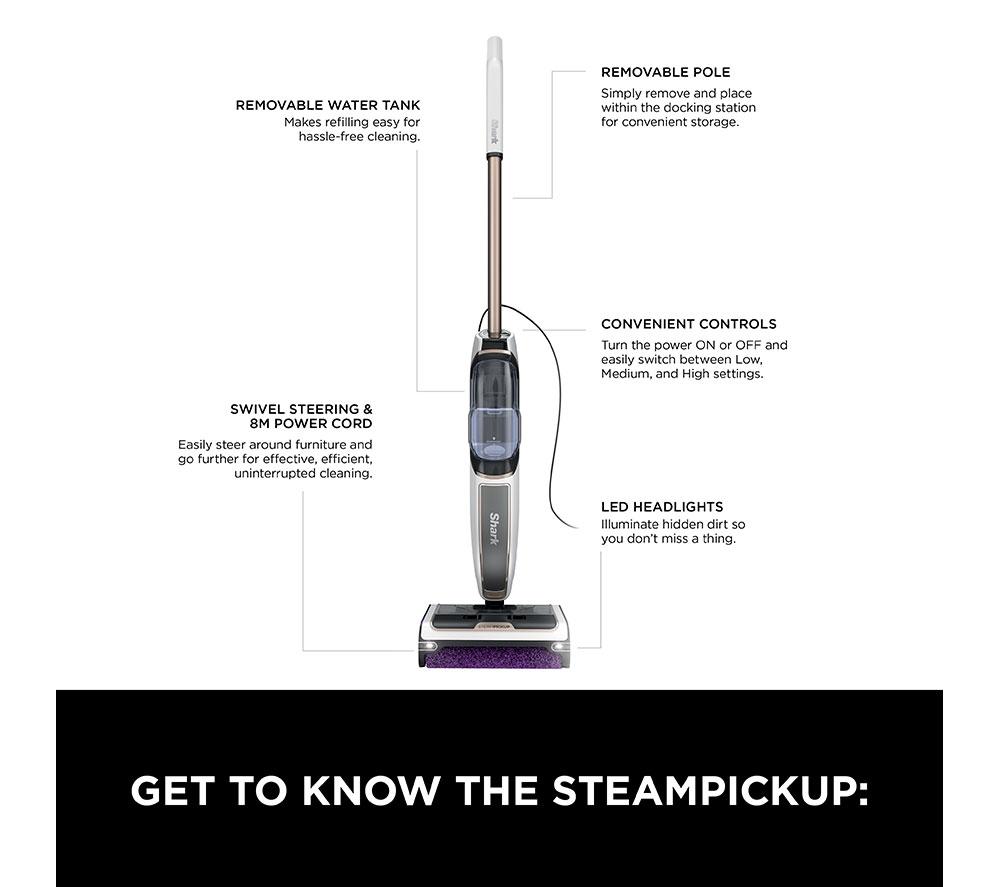 SHARK SteamPickup SD200UK 3-in-1 Steam Mop - White image number 10 of 10
