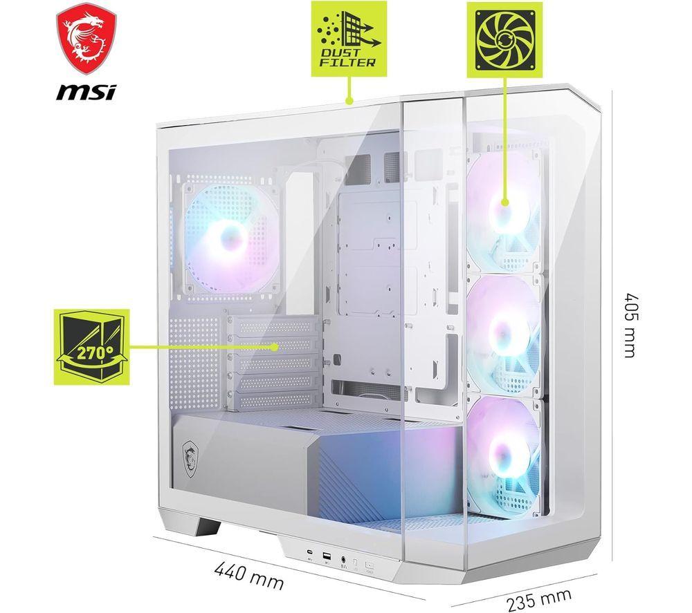 MSI MAG PANO M100R PZ MicroATX Mid-Tower PC Case - White image number 3 of 3