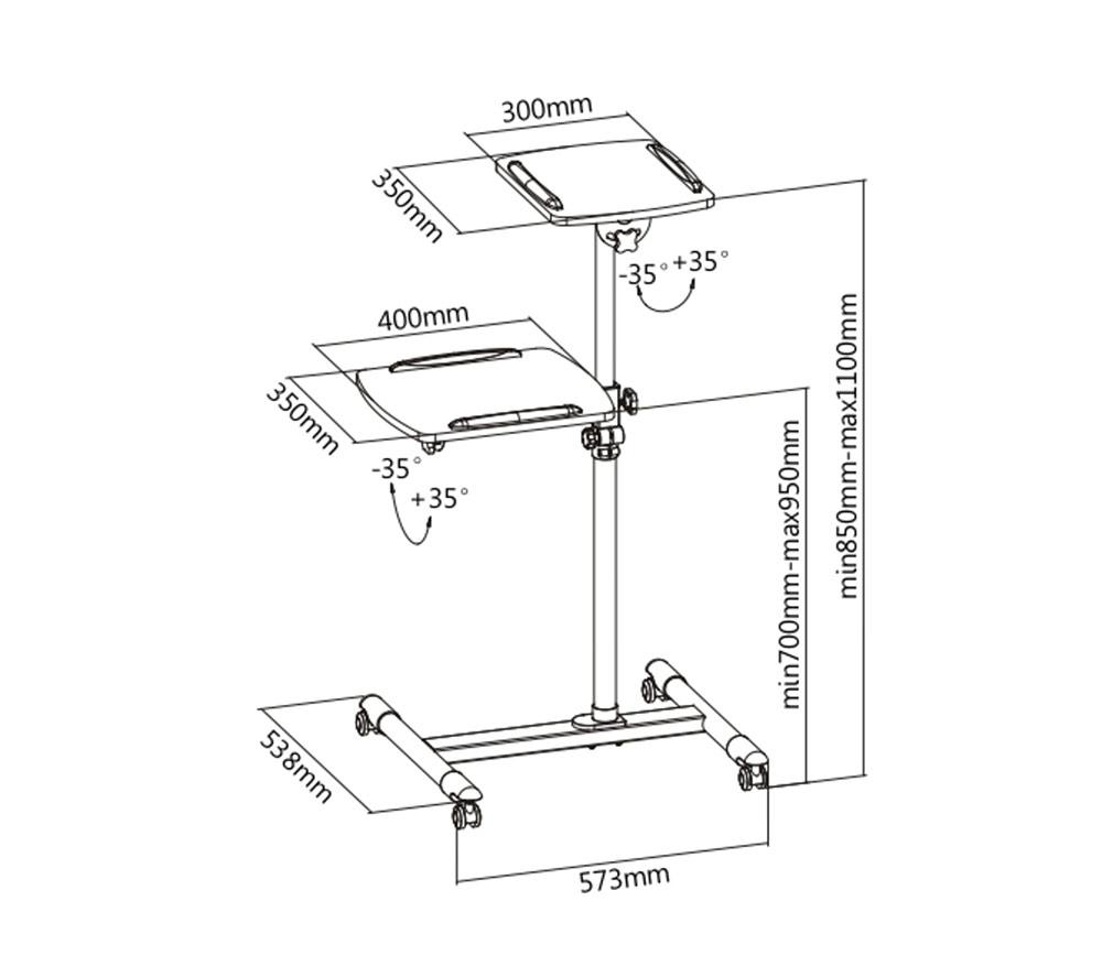 PROPERAV Projector Trolley & Laptop Stand - White image number 5 of 5