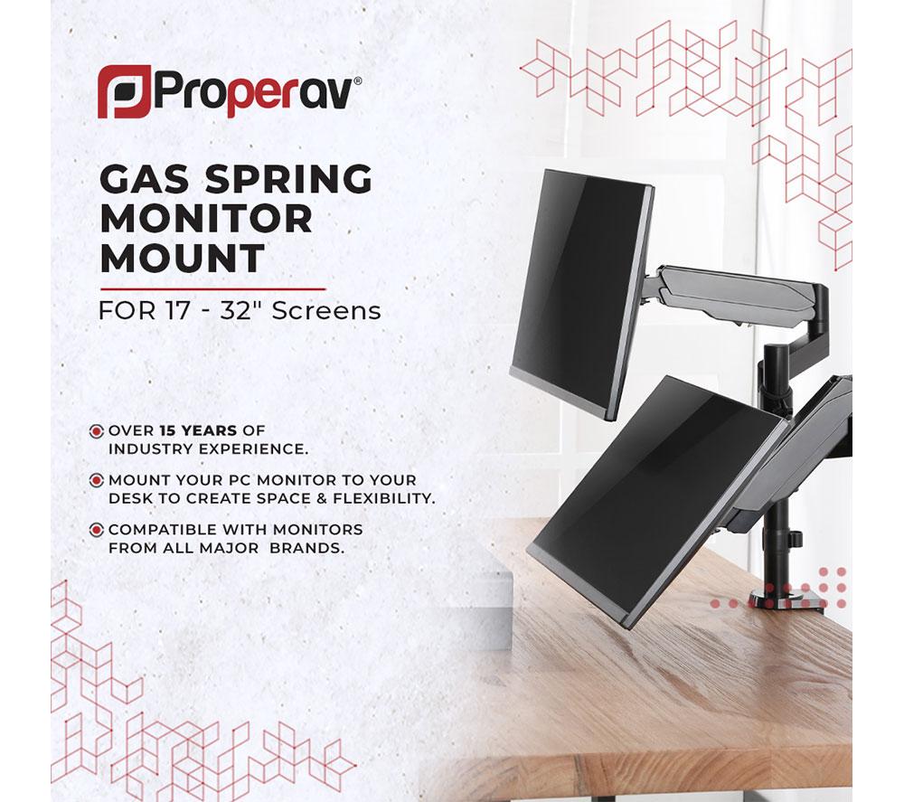 PROPERAV PB161 Hydraulic Dual Arm Full Motion 17-32" Monitor Desk Mount image number 5 of 7