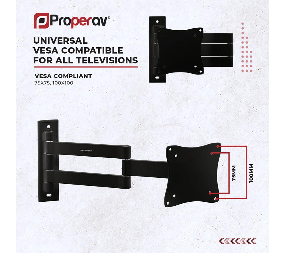 PROPERAV Tilt & Swivel 13-28" TV Bracket image number 3 of 6