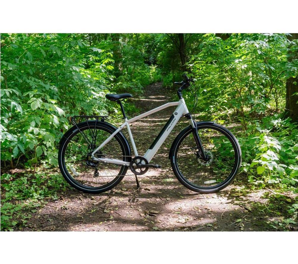 FALCON Horizon Crossbar Electric Hybrid Bike - Silver & Black image number 9 of 10