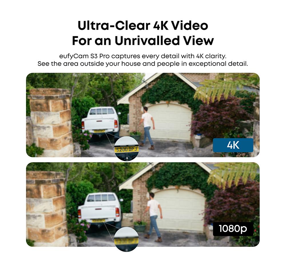 EUFY eufyCam S3 Pro 4K Ultra HD WiFi Security Camera Kit - 2 Cameras image number 3 of 8