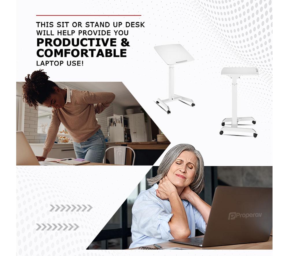 PROPERAV 251BP Sit-Stand Workstation Cart - White image number 4 of 7