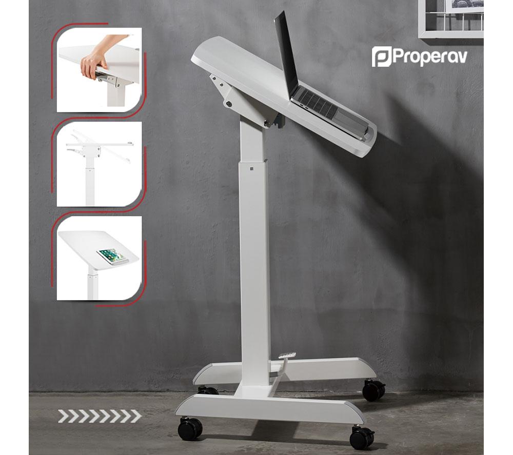 PROPERAV 251BP Sit-Stand Workstation Cart - White image number 5 of 7