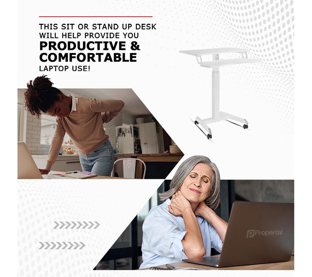PROPERAV 781BP Two-Tier Mobile Workstation - White image number 6 of 7