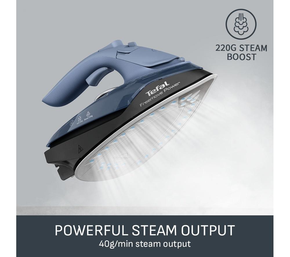 TEFAL Freemove Power FV6674G0 Cordless Steam Iron - Blue Salt & Black image number 3 of 10