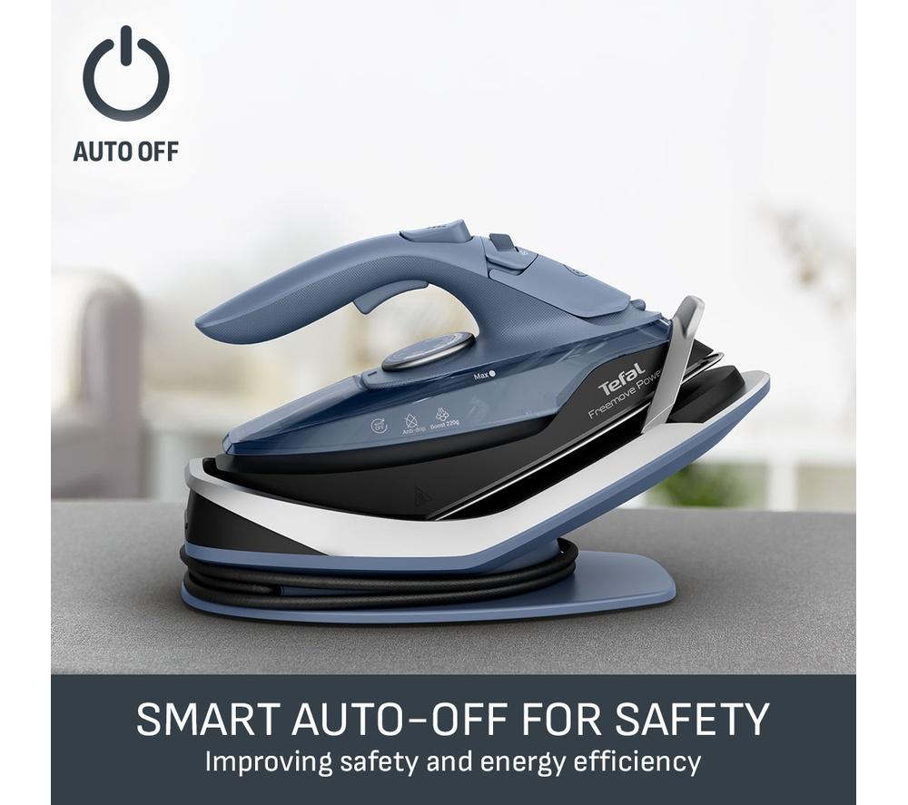 TEFAL Freemove Power FV6674G0 Cordless Steam Iron - Blue Salt & Black image number 8 of 10
