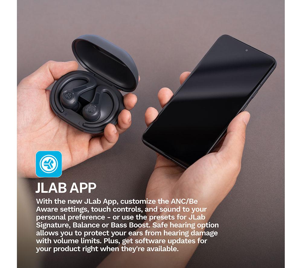 JLAB Jbuds Air Sport ANC 4 Wireless Bluetooth Noise-Cancelling Sports Earbuds - Black image number 8 of 8