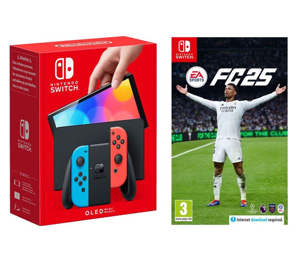 NINTENDO Switch OLED Neon Red & Blue & EA Sports FC 25 Bundle