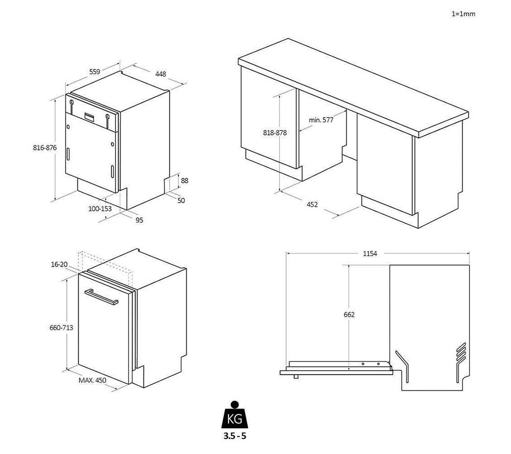 CANDY CI0C7SB0FA-80 Slimline Fully Integrated WiFi-enabled Dishwasher image number 4 of 13