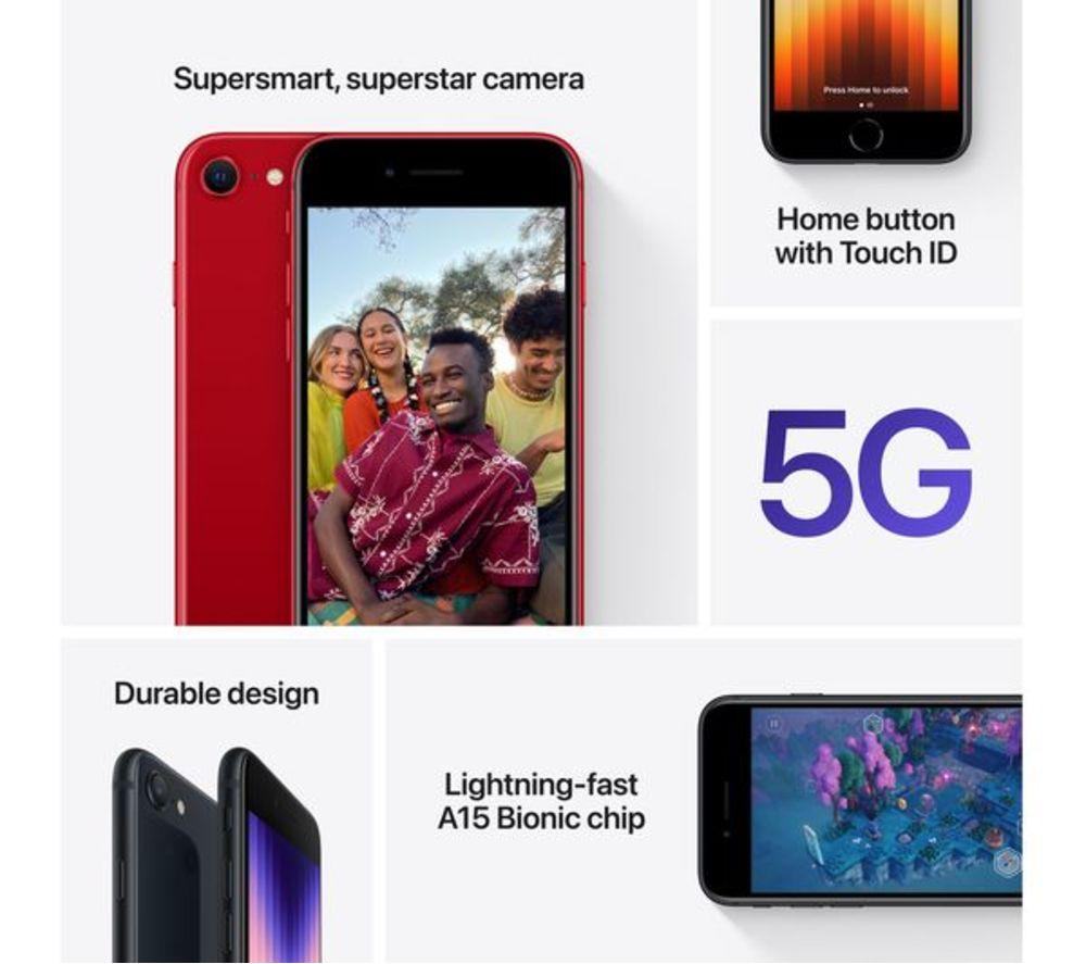 APPLE APPLE Refurbished iPhone SE3 (2022) - 64 GB, Midnight (Excellent Condition) image number 9 of 12