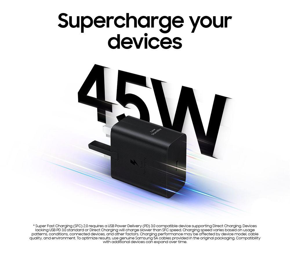 SAMSUNG 45w USB-C Fast Charger & USB-C Cable image number 5 of 9