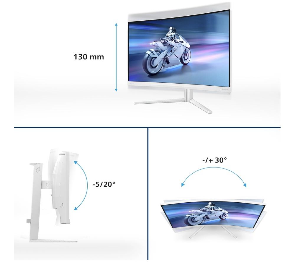 PHILIPS Evnia 27M2C5501/00 Quad HD 27" Curved VA LCD Gaming Monitor - White image number 9 of 9