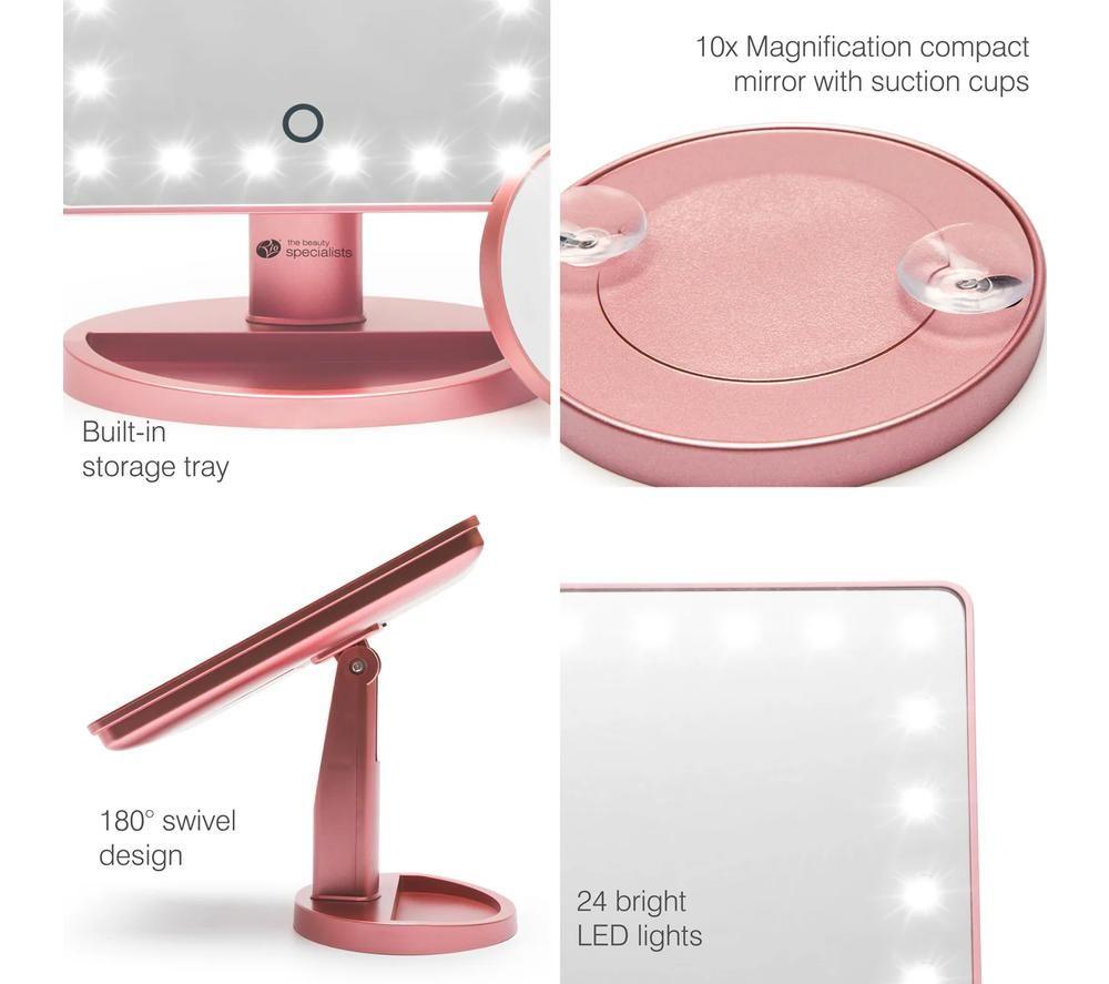 RIO 24 LED Make-up Mirror with 10x Magnifying Spot Mirror - Rose Gold image number 4 of 8