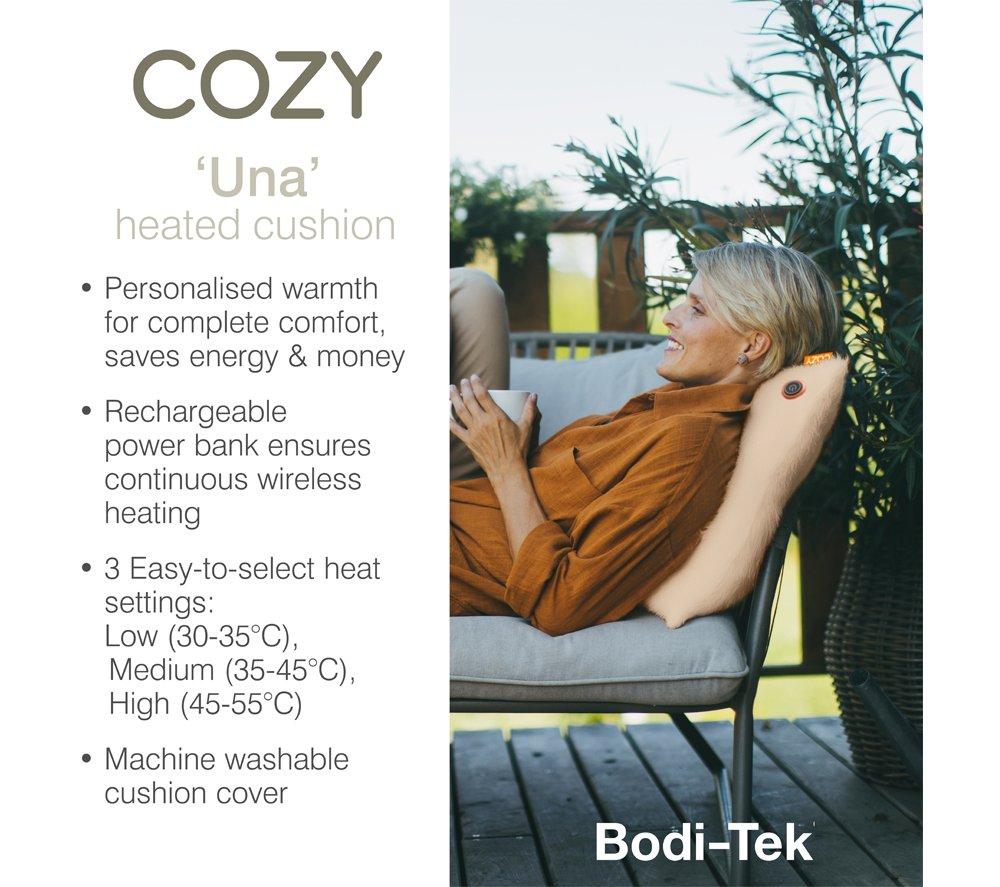 BODI-TEK Cozy Una Heated Faux Fur Cushion - Beige, 45 x 45cm image number 6 of 7