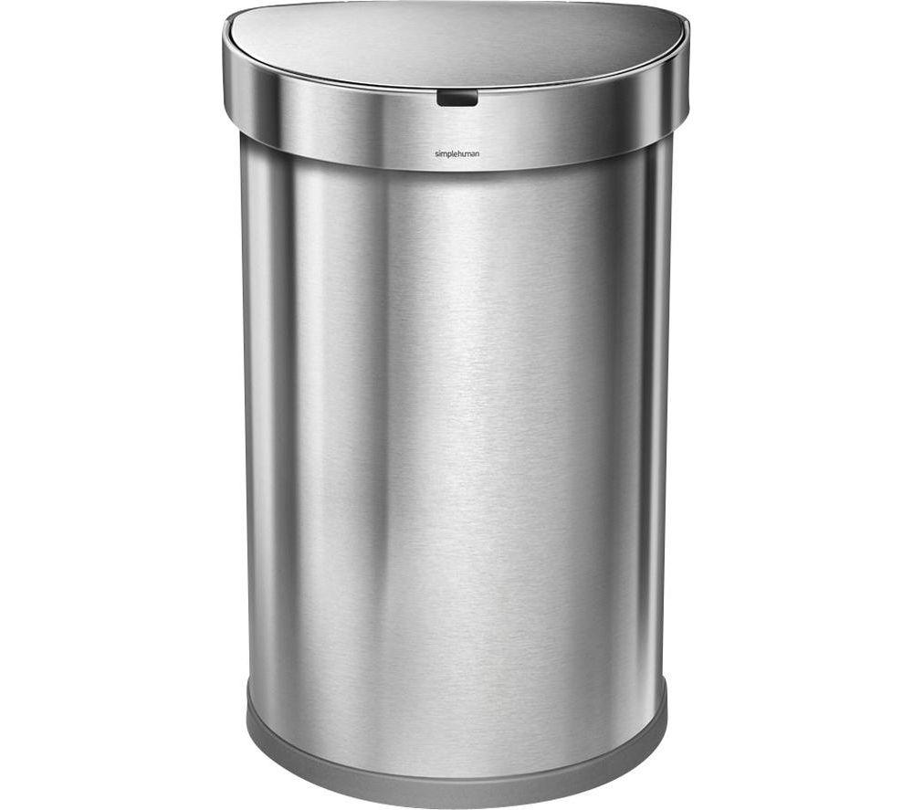 Simplehuman St2009 45-Litre Semi-Round Bin - Brushed Steel, Brushed Steel