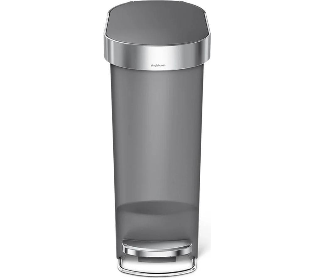 SIMPLEHUMAN CW1391 40-litre Slim Rectangular Pedal Bin - Grey image number 2 of 5
