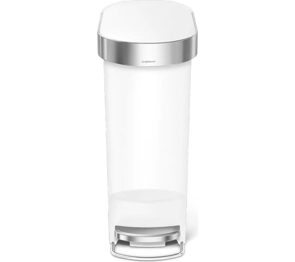 SIMPLEHUMAN CW1392 40-litre Slim Rectangular Pedal Bin - White image number 4 of 5