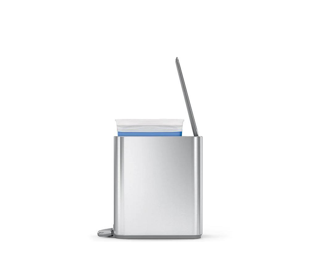 SIMPLEHUMAN CW2096 5-litre Slim Rectangular Pedal Bin - Silver image number 3 of 10
