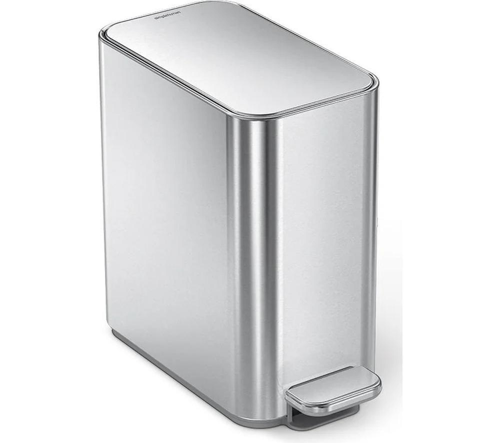 SIMPLEHUMAN CW2096 5-litre Slim Rectangular Pedal Bin - Silver image number 5 of 10