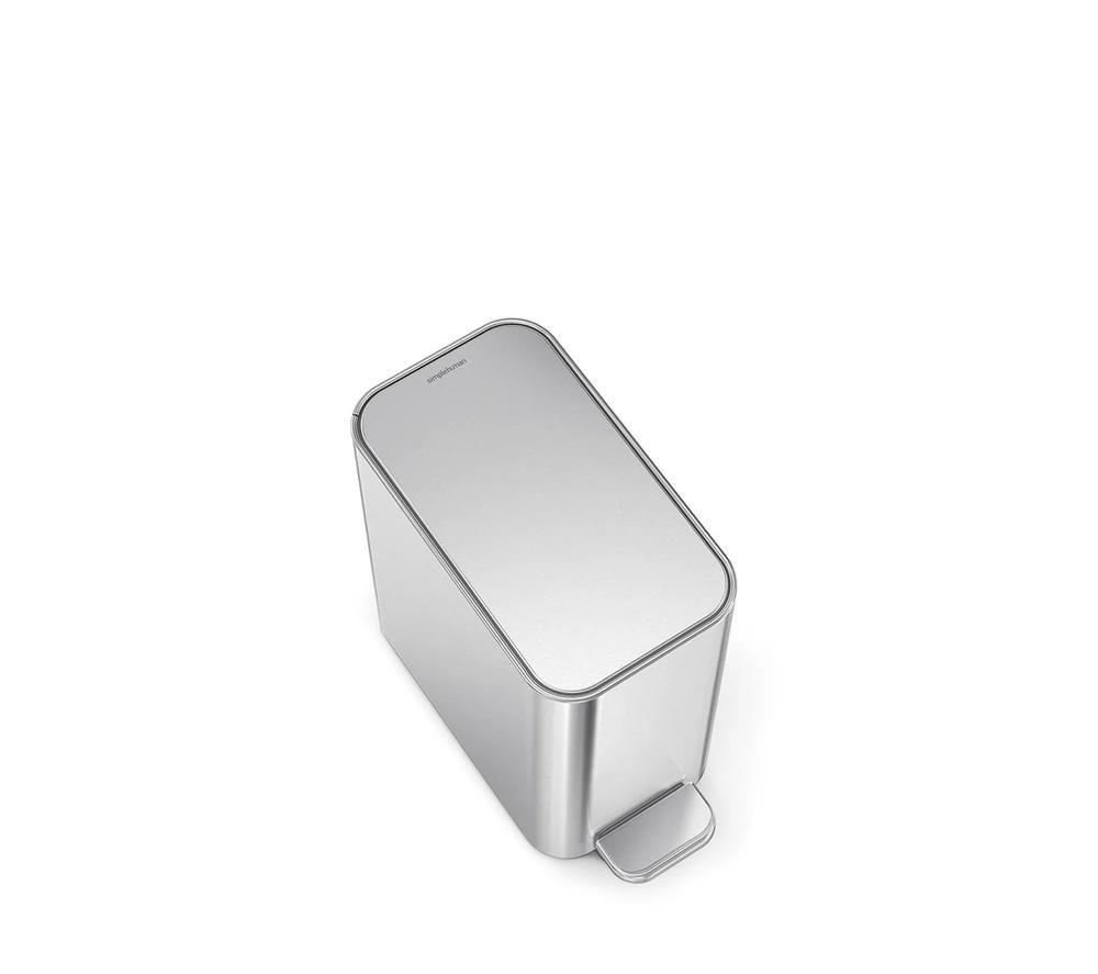 SIMPLEHUMAN CW2096 5-litre Slim Rectangular Pedal Bin - Silver image number 7 of 10