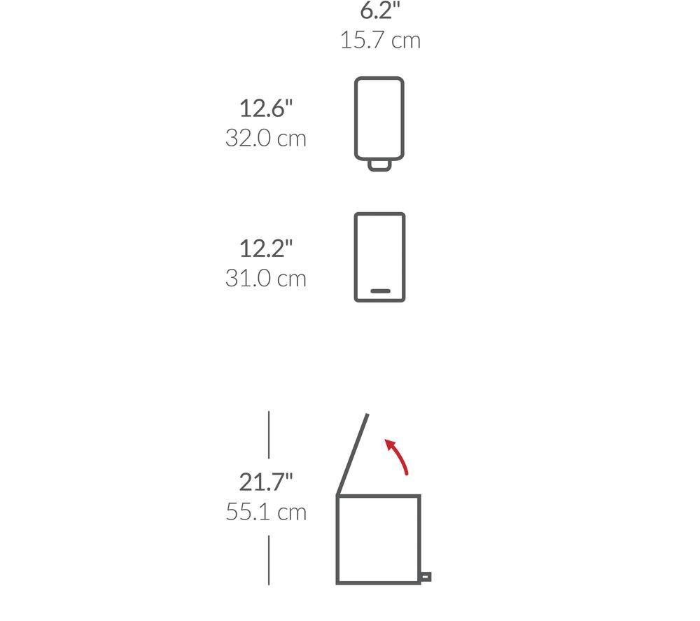 SIMPLEHUMAN CW2096 5-litre Slim Rectangular Pedal Bin - Silver image number 10 of 10