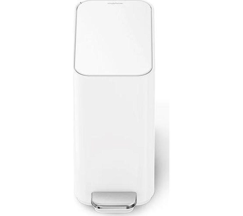 SIMPLEHUMAN CW2102 5-litre Slim Rectangular Pedal Bin - White image number 2 of 7