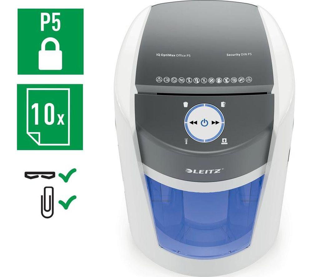 LEITZ IQ OptiMax Office P5 Micro Cut Paper Shredder image number 11 of 17