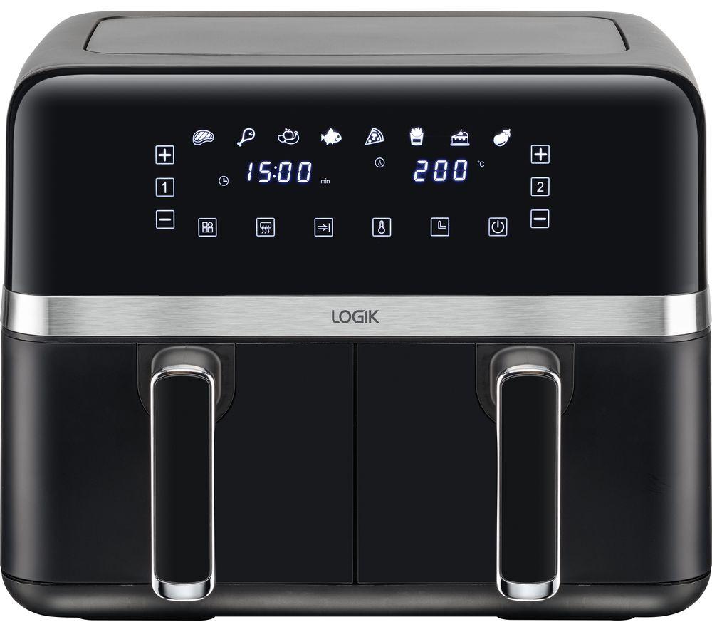 LOGIK L80AFB24 Dual Air Fryer - Black & Silver