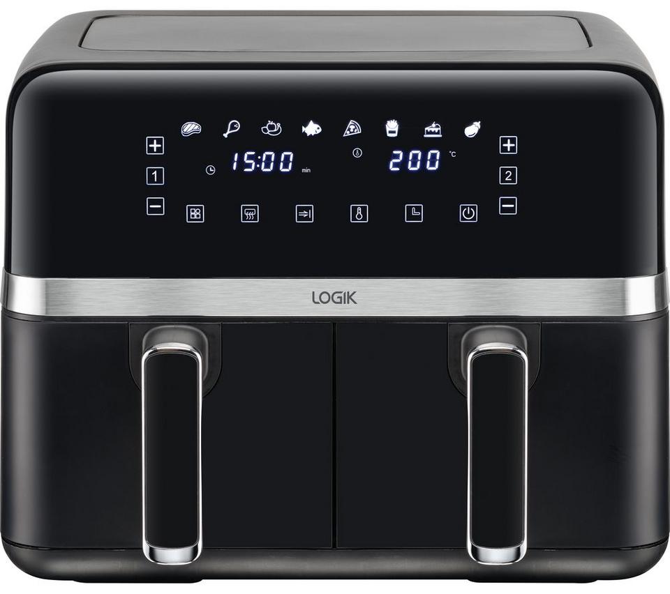LOGIK L80AFB24 Dual Air Fryer – Black & Silver