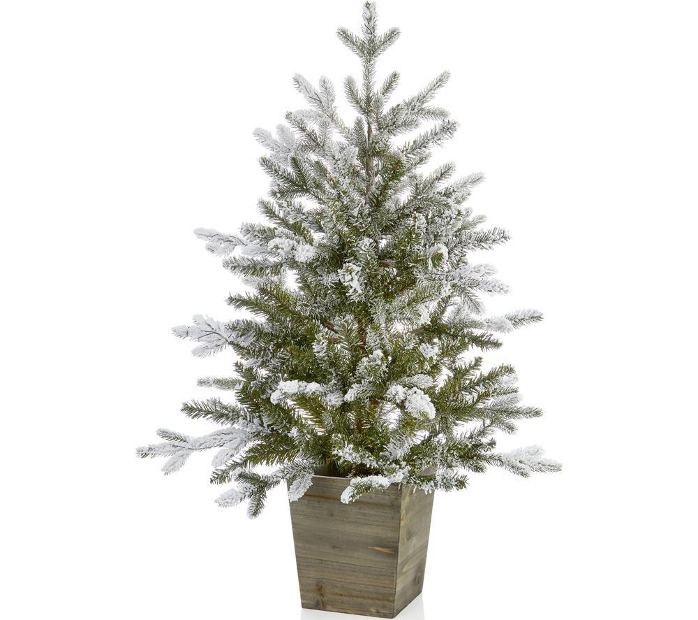 PREMIER Pre-lit Flocked Potted Christmas Tree - 3 ft / 90 cm image number 2 of 4