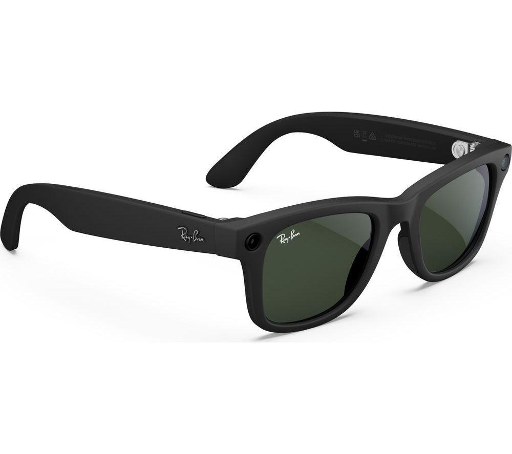 RAY-BAN META Wayfarer Glasses - Matte Black, Clear to G15 Green Transitions image number 7 of 9