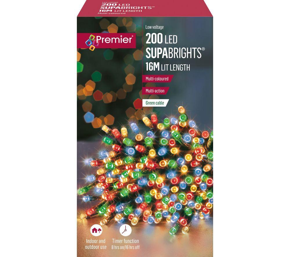 PREMIER Supabrights Multi-Colour LED String Lights with Timer - 16 m