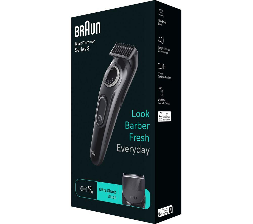 BRAUN Series 3 BRABT3420 Beard Trimmer - Black & Silver image number 2 of 4