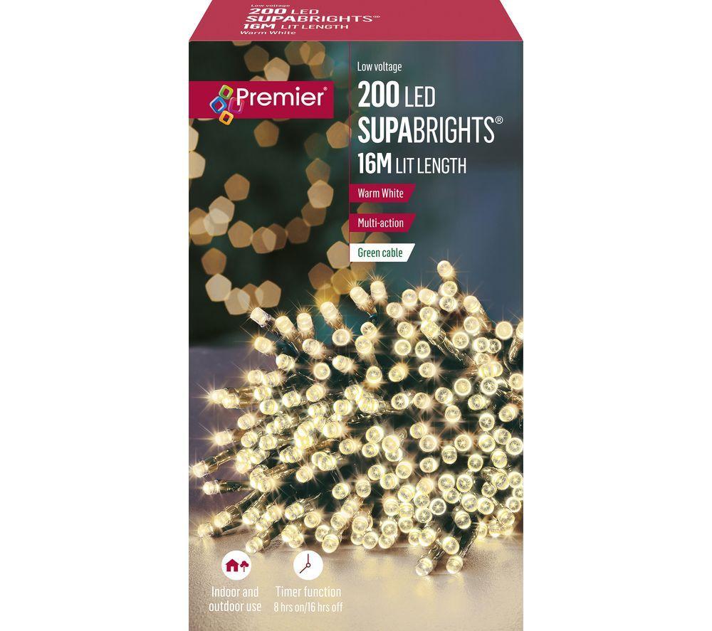 PREMIER Supabrights Warm White LED String Lights with Timer - 16 m