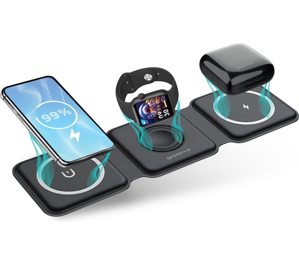 GROOV-E Triton GVWC10BK 3 in 1 Wireless Charging Pad image number 4 of 5