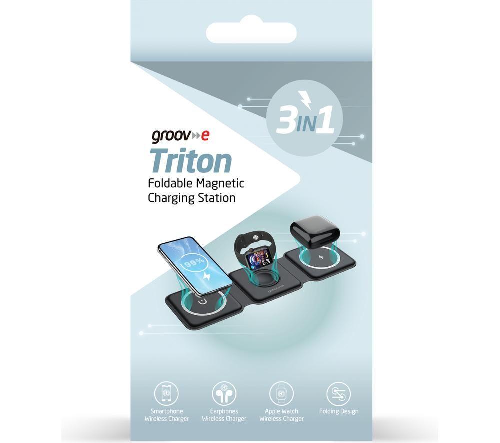 GROOV-E Triton GVWC10BK 3 in 1 Wireless Charging Pad image number 5 of 5