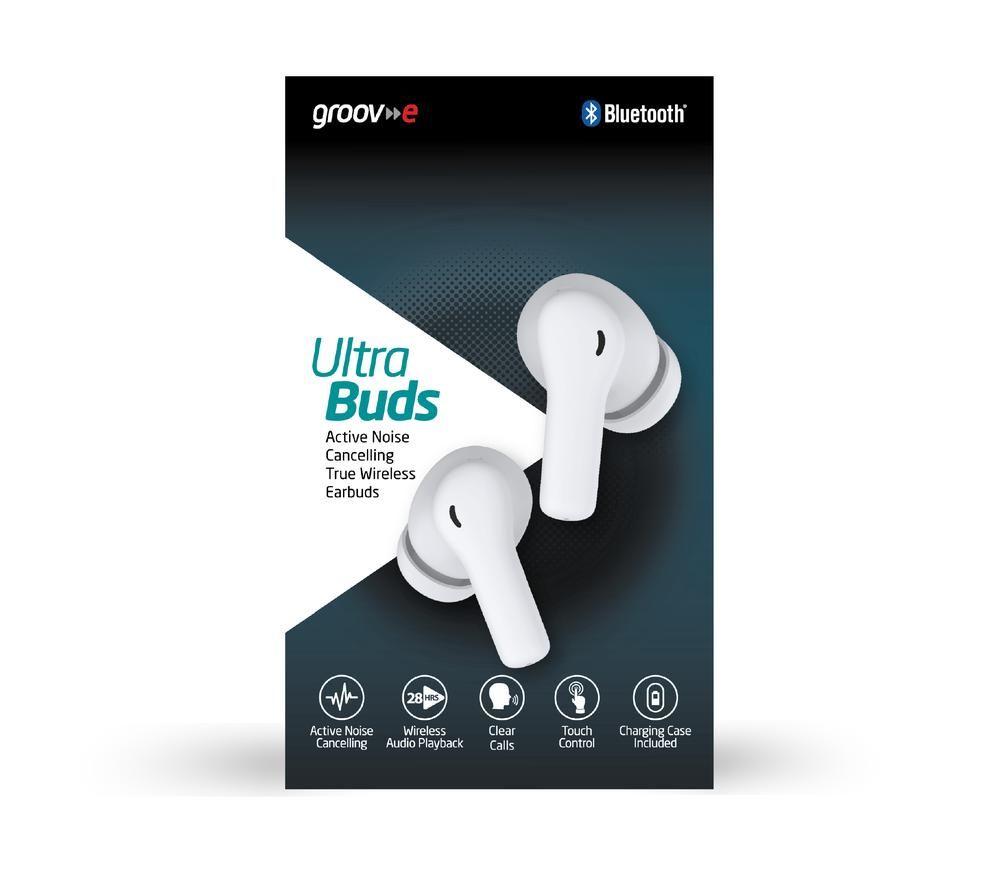 GROOV-E Ultra Buds Wireless Bluetooth Noise-Cancelling Earbuds - White image number 3 of 5