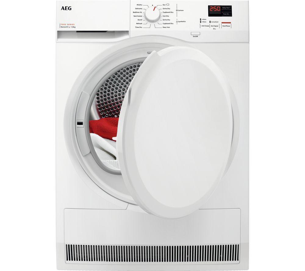 AEG 7000 SensiDry TR708L0B 8 kg Heat Pump Tumble Dryer – White, White