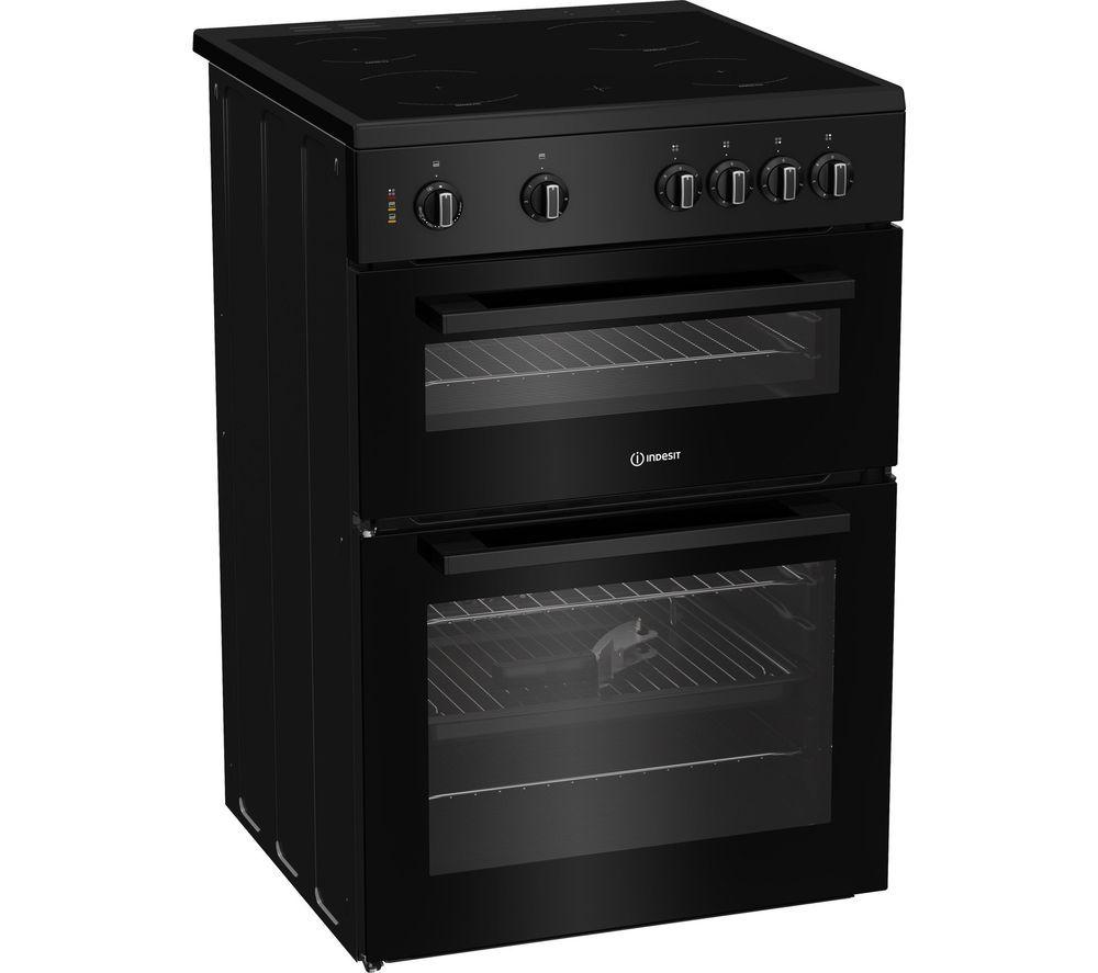 INDESIT IT60V9KMB/UK 60 cm Electric Ceramic Cooker – Black, Black