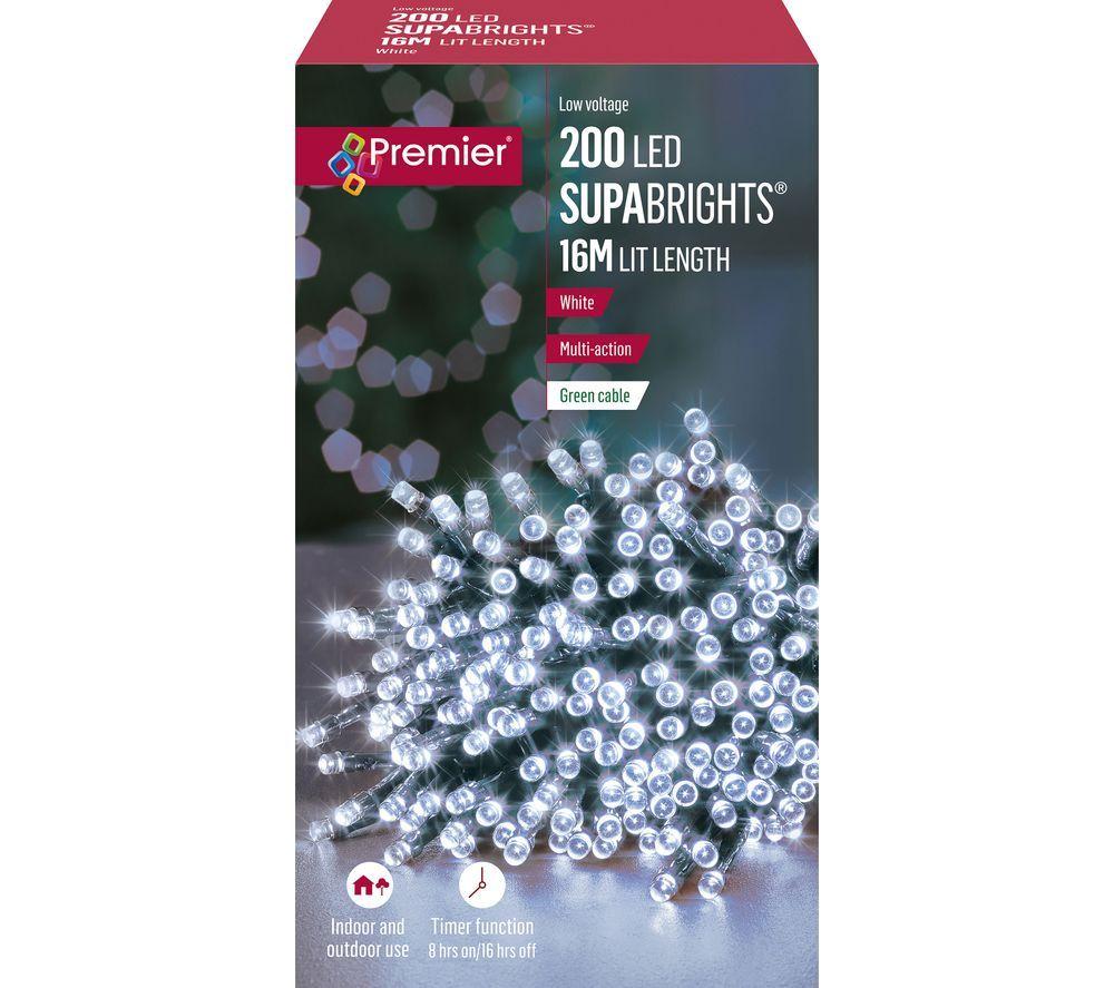 PREMIER Supabrights 200 White LED String Lights with Timer - 16 m