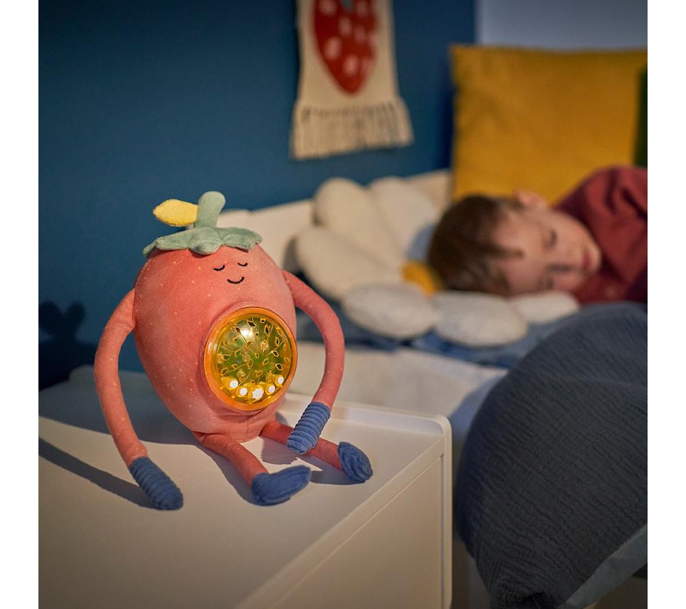 BADABULLE Barnaby Strawberry Plush Projector Nightlight - Pink image number 3 of 8