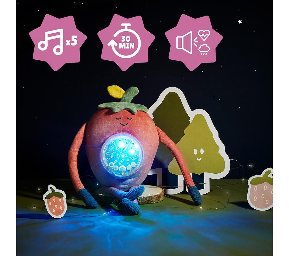 BADABULLE Barnaby Strawberry Plush Projector Nightlight - Pink image number 4 of 8