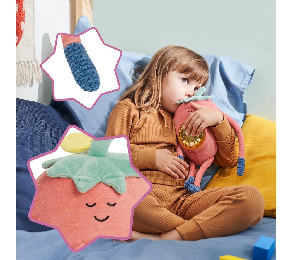 BADABULLE Barnaby Strawberry Plush Projector Nightlight - Pink image number 5 of 8